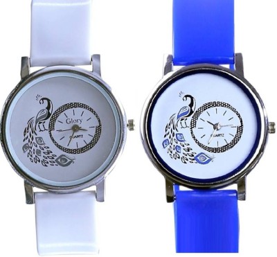 Miss Perfect White & Blue Peacock Dial Analog Watch Watch  - For Women   Watches  (Miss Perfect)