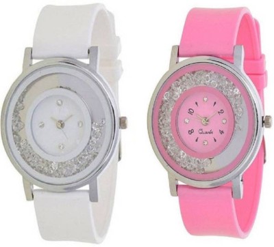 Miss Perfect movable diamonds in dial white pink Watch - For Girls Watch  - For Women   Watches  (Miss Perfect)