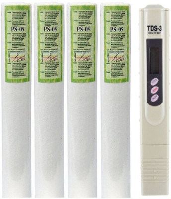 

BalRama Combo Tds Meter + Spun Filter Candle Kemflo Prefilter Inline PP Spun Kemflow for RO Water Purifier Service with Tds Meter Water Purity Tester Check Water Quality PPM Indicator 10 inch Solid Filter Cartridge(0, Pack of 5)