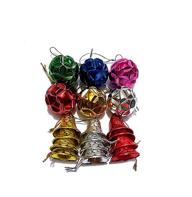 

SelectionWorld Christmas Ornamental Hangings (12 Bells And 6 Balls) Hanging Ornaments Pack of 18
