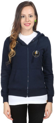 

Campus Sutra Full Sleeve Solid Women Fleece Jacket, Blue