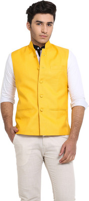 

Protext Solid Men's Waistcoat, Yellow