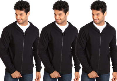 

Campus Sutra Full Sleeve Solid Men Fleece Jacket, Black