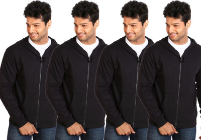 

Campus Sutra Full Sleeve Solid Men Fleece Jacket, Black