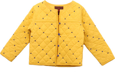 

My Little Lambs Full Sleeve Self Design Baby Girls Quilted Jacket, Yellow