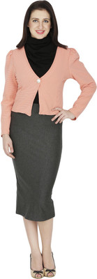 

Svt Ada Collections Full Sleeve Striped Women's Jacket, Peach