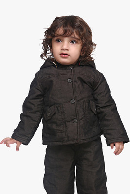 Beebay Full Sleeve Solid Boys Quilted Jacket, Brown