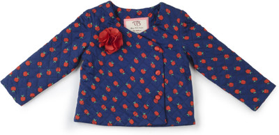 Toy Balloon Kids Full Sleeve Printed Baby Girls Quilted Jacket, Navy blue