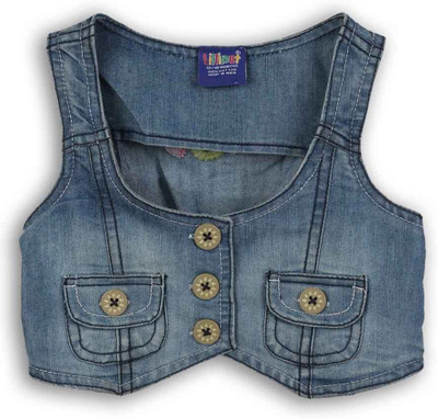 

Lilliput Sleeveless Solid Baby Girls Jacket, Blue