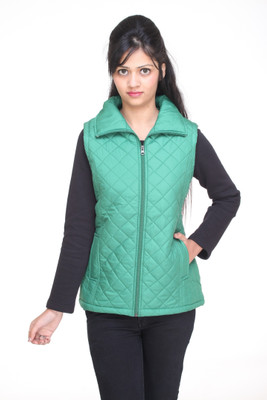 

Trufit Sleeveless Solid Women's Bomber Jacket, Green