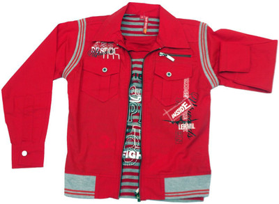 

Bad Boys Full Sleeve Printed Boys Quilted Jacket, Red