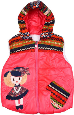 

Lol Land Of Little Sleeveless Printed Girls Jacket, Red