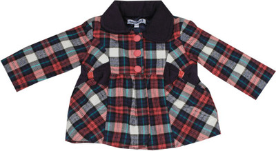 

Nauti Nati Full Sleeve Checkered Baby Girls Jacket, Navy blue