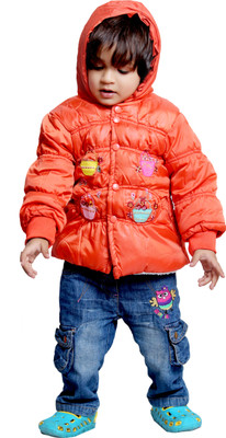 

Tiny Toon Full Sleeve Embroidered Baby Girls Jacket, Orange