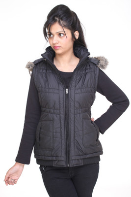

Trufit Sleeveless Solid Women's Bomber Jacket, Black