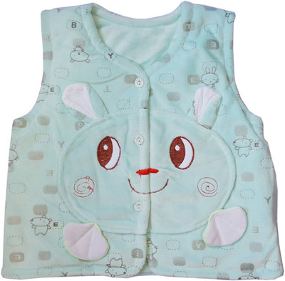 

Upside Down Sleeveless Applique Baby Boys & Baby Girls Jacket, Light green