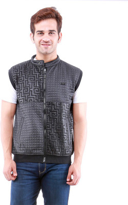 

Oceanic Sleeveless Self Design Men' Jacket, Black