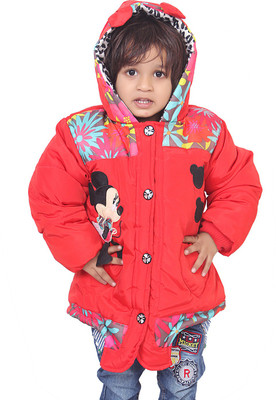 Sakhi Sang Full Sleeve Solid Baby Girls Jacket, Red