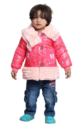 Tiny Toon Full Sleeve Embroidered Baby Girls Jacket, Red