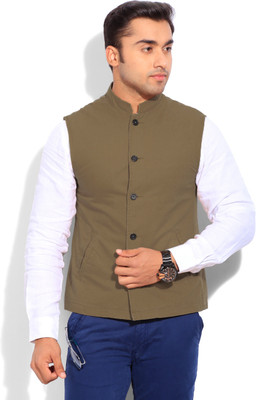 

Indian Terrain Sleeveless Solid Men's Jacket, Tan