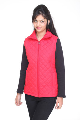 

Trufit Sleeveless Solid Women's Bomber Jacket, Red