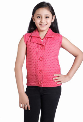 

Just Clothes Sleeveless Self Design Baby Girls Jacket, Pink