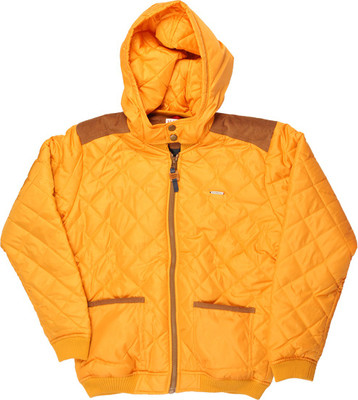 

US Polo Kids Full Sleeve Self Design Boys Quilted Jacket, Me. yellow