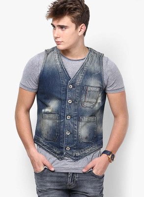 

Jack & Jones Sleeveless Solid Men' Jacket, Medium blue denim