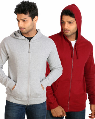 

Campus Sutra Full Sleeve Solid Men Fleece Jacket, Grey;maroon