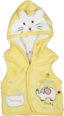 

Camey Sleeveless Self Design Baby Girls Quilted Jacket, Yellow