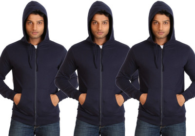 

Campus Sutra Full Sleeve Solid Men Fleece Jacket, Blue