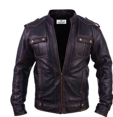 Glam Kills Full Sleeve Solid Men Leather Jacket
