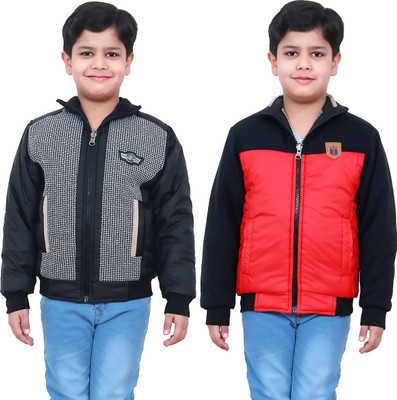 

Sunday Casual Full Sleeve Solid Boys Jacket, Black and white