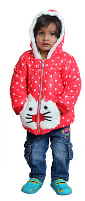 

Tiny Toon Full Sleeve Embroidered Baby Girls Jacket, Red