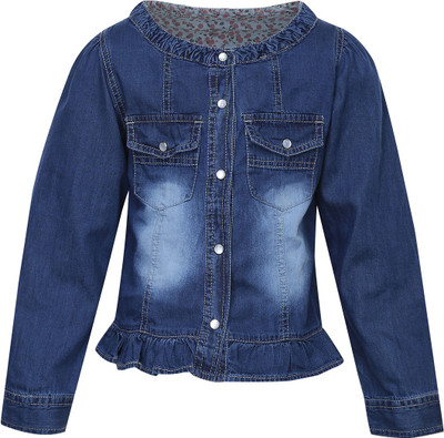 

Life by Shoppers Stop Full Sleeve Solid Girls Jacket, Denim indigo dark