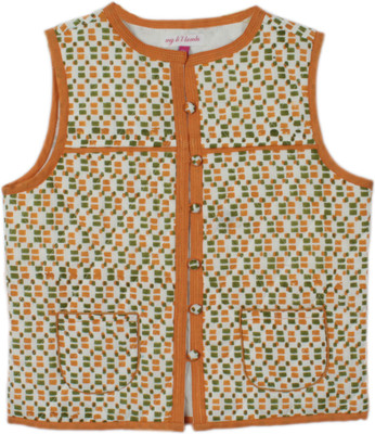 

My Little Lambs Sleeveless Printed Baby Boys Quilted Jacket, Mustard