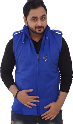 

Black Collection Sleeveless Solid Men's Jacket, Blue