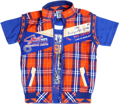 

Bad Boys Sleeveless Checkered Boys Jacket, Orange