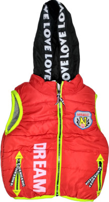 

Fusion Fashion Sleeveless Solid Baby Boys Jacket, Red