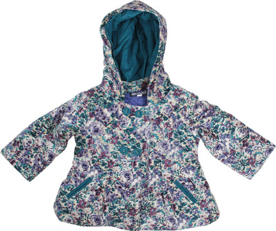 

Nauti Nati Full Sleeve Printed Baby Girls Wind Cheater Jacket, Teal