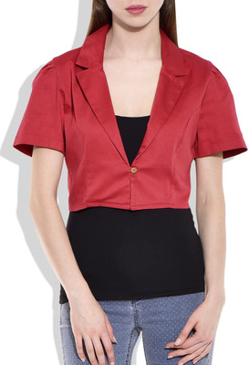 

Eves Pret A Porter Half Sleeve Solid Women's Jacket, Red