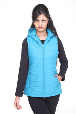 

Trufit Sleeveless Solid Women's Bomber Jacket, Blue