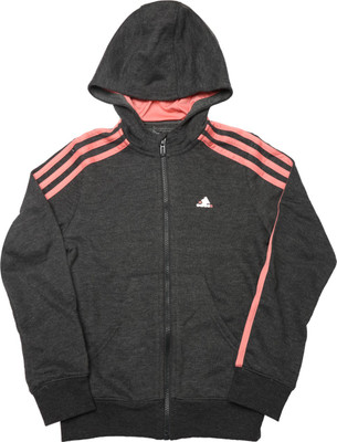 

ADIDAS Full Sleeve Solid Girls Jacket, Dgreyh/raypnk