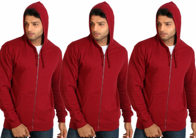 

Campus Sutra Full Sleeve Solid Men Fleece Jacket, Maroon