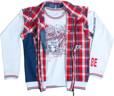 

Bad Boys Full Sleeve Checkered Boy's Jacket, Red