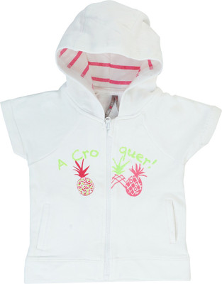 

Indirang Half Sleeve Printed Girls Jacket, White