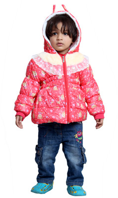 

Tiny Toon Full Sleeve Embroidered Baby Girls Jacket, Red