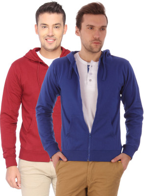 

Campus Sutra Full Sleeve Solid Men Fleece Jacket, Maroon;royal blue