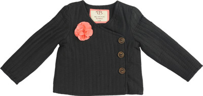 

Toy Balloon Kids Full Sleeve Woven Baby Girls Quilted Jacket, Black