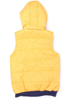 

US Polo Kids Sleeveless Solid, Printed Boys Jacket, Medium yellow